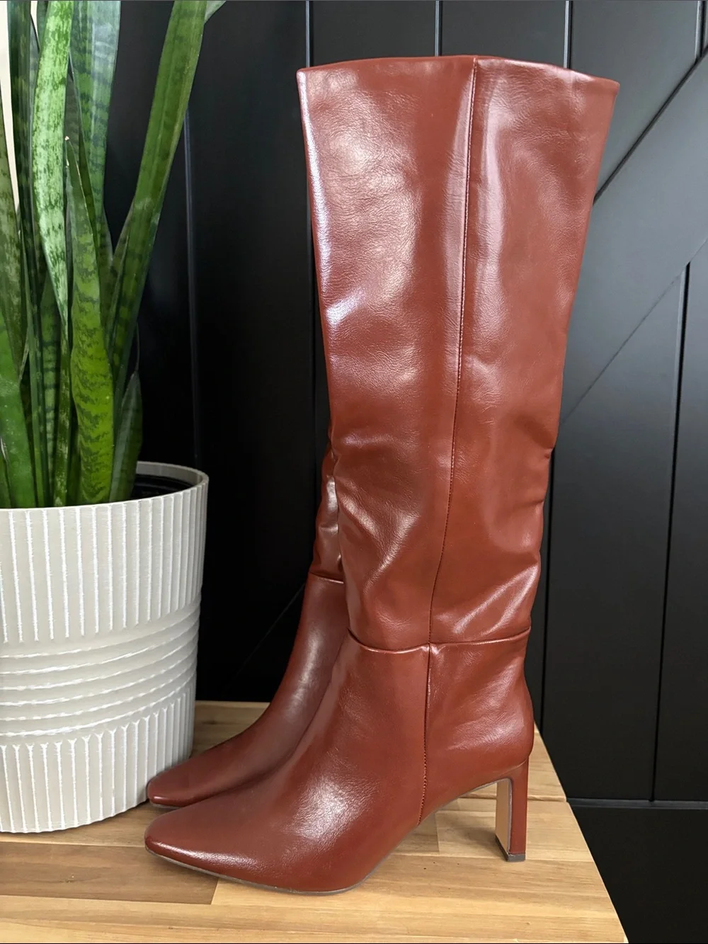 New York & Company Chestnut Knee-high Pointed Toe Boots
